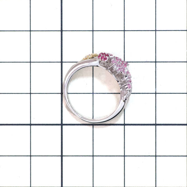 Masumi Kasahara K18YG/WG Pink Sapphire Ruby Diamond Ring 0.30ct R0.10ct D0.03ct Flower 