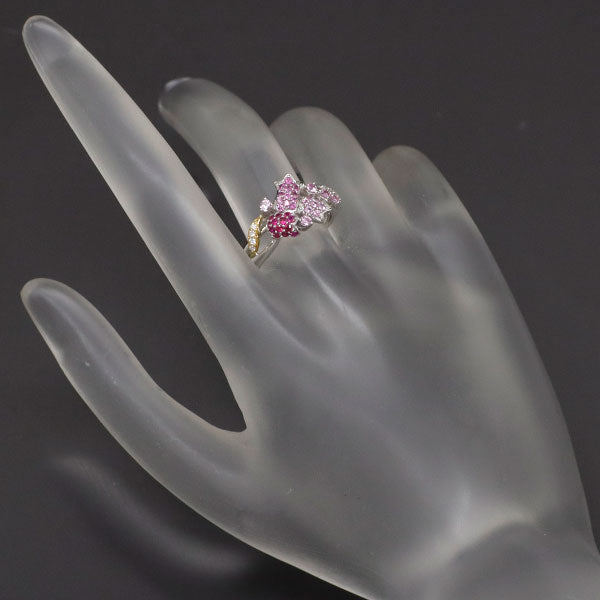 Masumi Kasahara K18YG/WG Pink Sapphire Ruby Diamond Ring 0.30ct R0.10ct D0.03ct Flower 