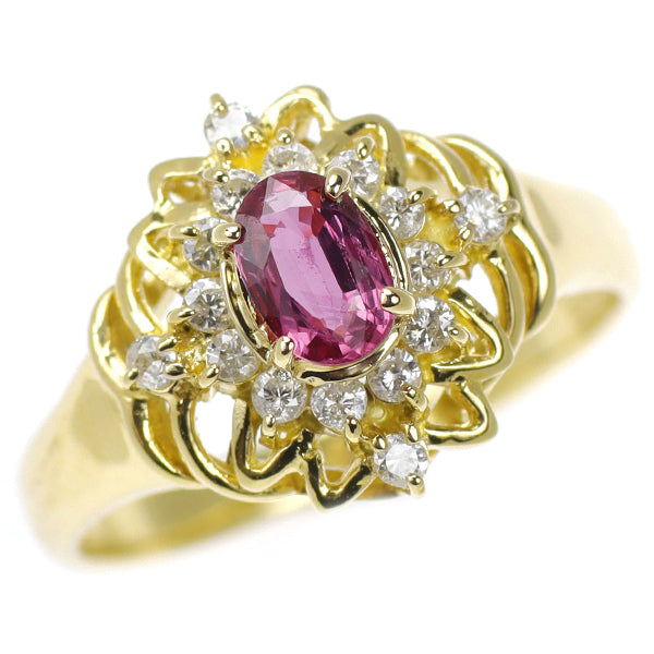 K18YG Pink Sapphire Diamond Ring 0.53ct D0.24ct 