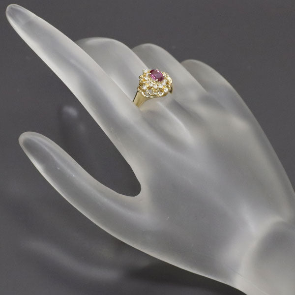 K18YG Pink Sapphire Diamond Ring 0.53ct D0.24ct 