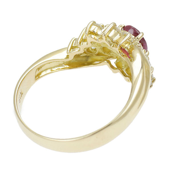 K18YG Ruby Diamond Ring 0.63ct 