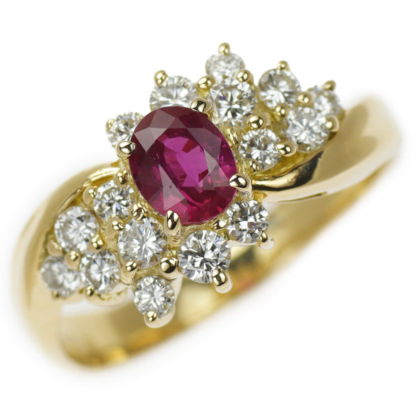 K18YG Ruby Diamond Ring 0.63ct 