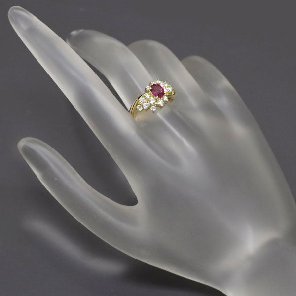 K18YG Ruby Diamond Ring 0.63ct 