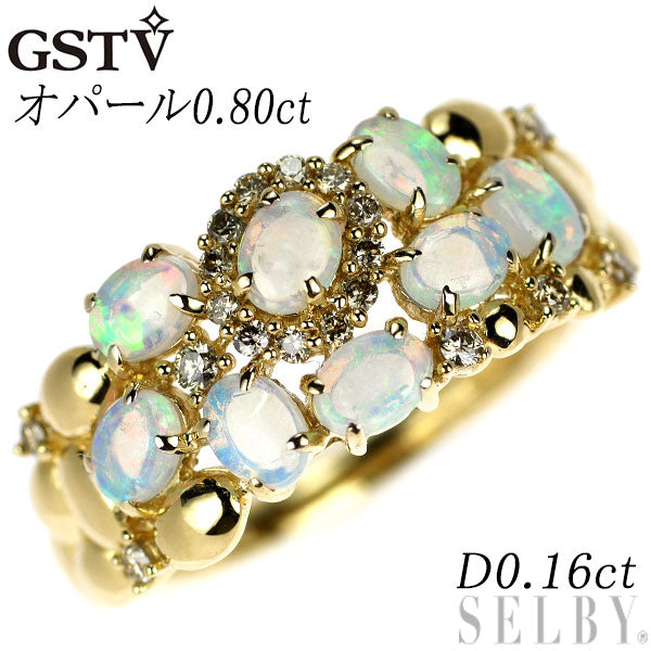 GSTV K18YG オパール ダイヤモンド リング 0.80ct D0.16ct