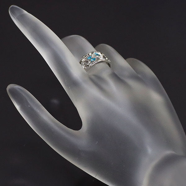 Rare Pt950 Paraiba Tourmaline Diamond Ring 0.10ct D0.06ct 