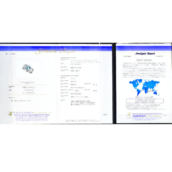 希少 Pt950 パライバ トルマリン ダイヤモンド リング 0.10ct D0.06ct