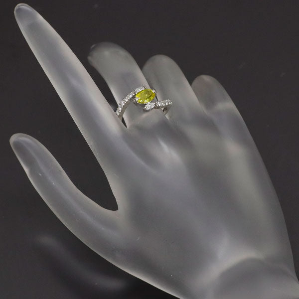 Pt900 Yellow Tourmaline Diamond Ring 0.88ct D0.35ct 