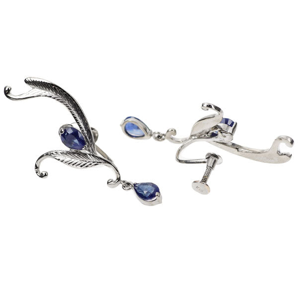 K18WG pear-shaped sapphire earrings 