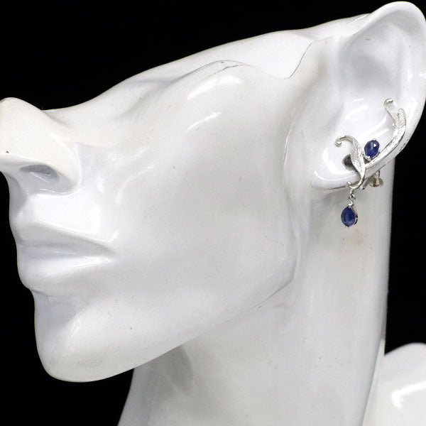 K18WG pear-shaped sapphire earrings 