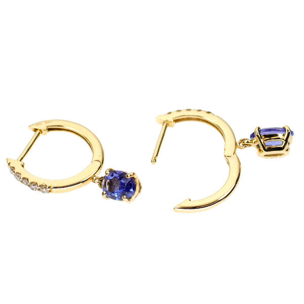 K18YG Tanzanite Diamond Earrings 0.911ct D0.10ct Hoop 