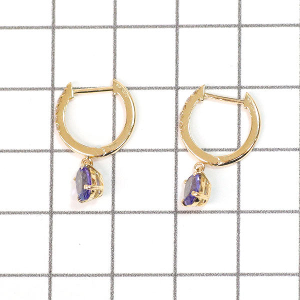 K18YG Tanzanite Diamond Earrings 0.911ct D0.10ct Hoop 