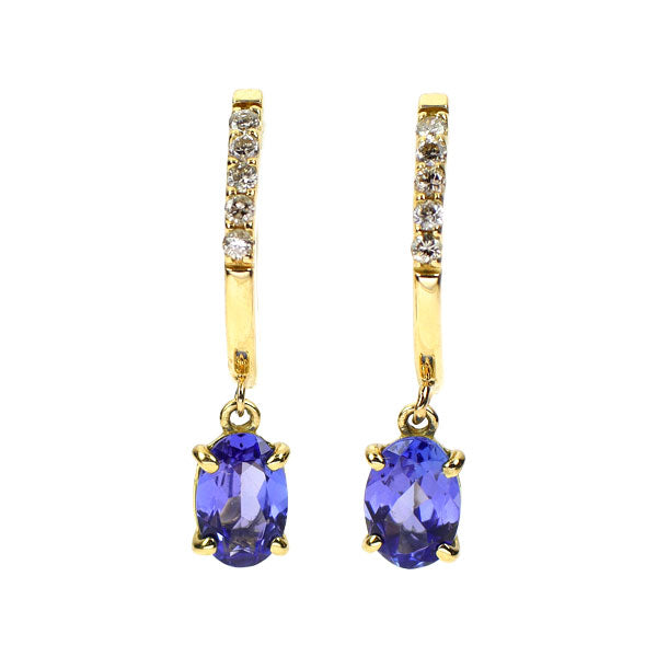 K18YG Tanzanite Diamond Earrings 0.911ct D0.10ct Hoop 