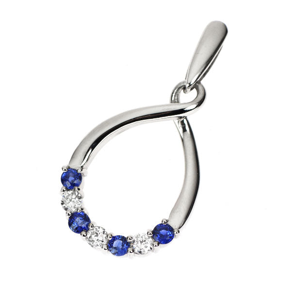 Pt900 Sapphire Diamond Pendant 0.64ct D0.36ct 