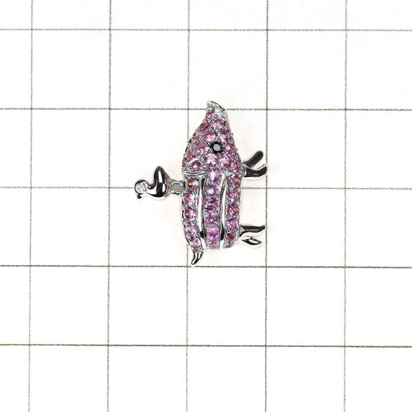 K18WG Pink Sapphire Diamond Pendant Top Pig and Little Bird 