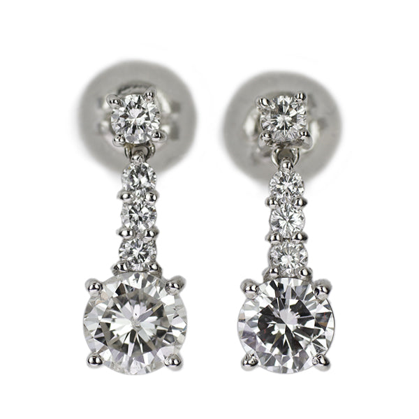 Pt850/ Pt900 Diamond Earrings 0.73ct D0.18ct 