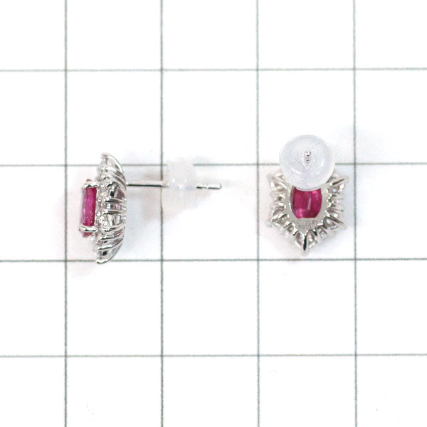 Pt900 Ruby Diamond Earrings 0.95ct D0.52ct 