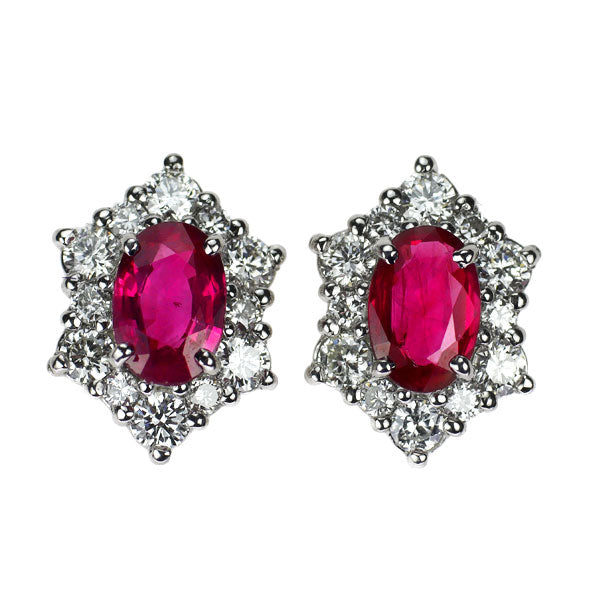 Pt900 Ruby Diamond Earrings 0.95ct D0.52ct 