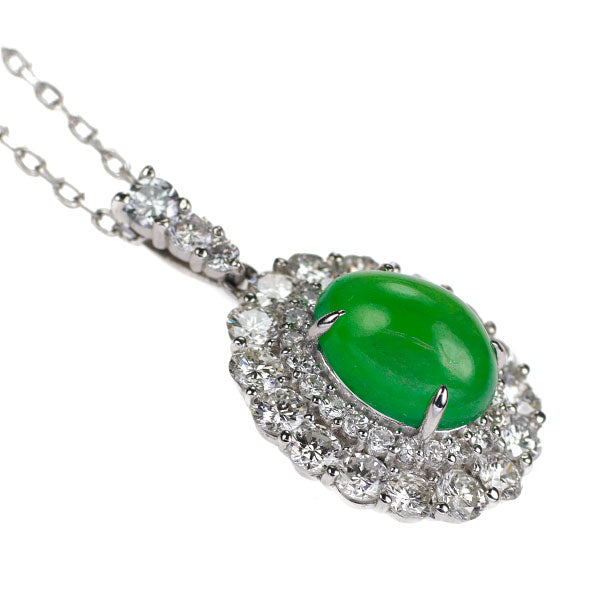 Pt900/Pt950 Jade Diamond Pendant Necklace 3.404ct D1.67ct 