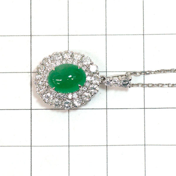 Pt900/Pt950 Jade Diamond Pendant Necklace 3.404ct D1.67ct 