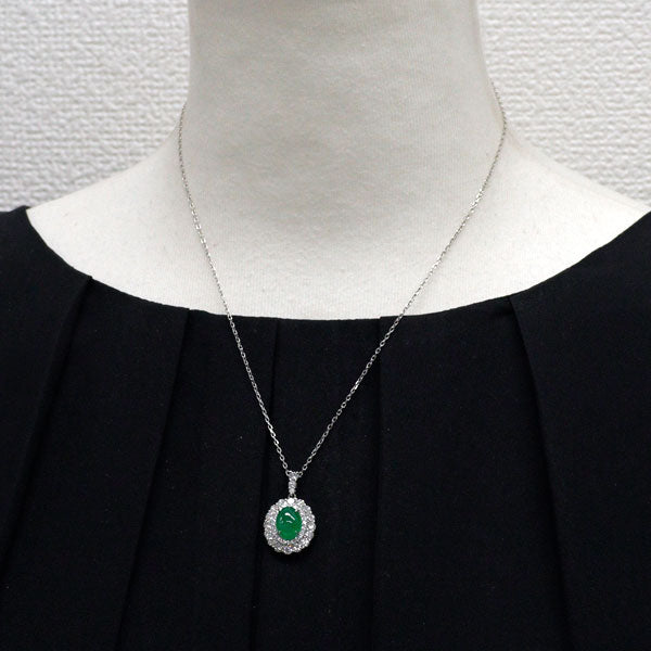 Pt900/Pt950 Jade Diamond Pendant Necklace 3.404ct D1.67ct 