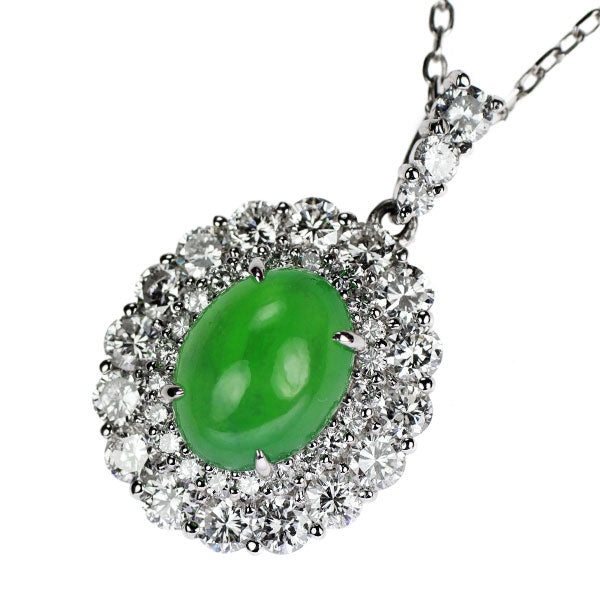 Pt900/Pt950 Jade Diamond Pendant Necklace 3.404ct D1.67ct 