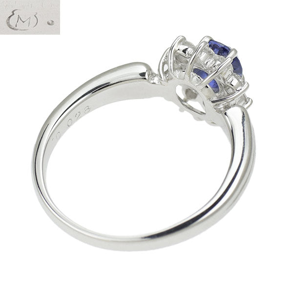 MIKIMOTO Pt900 Sapphire Diamond Ring 0.46ct D0.28ct 