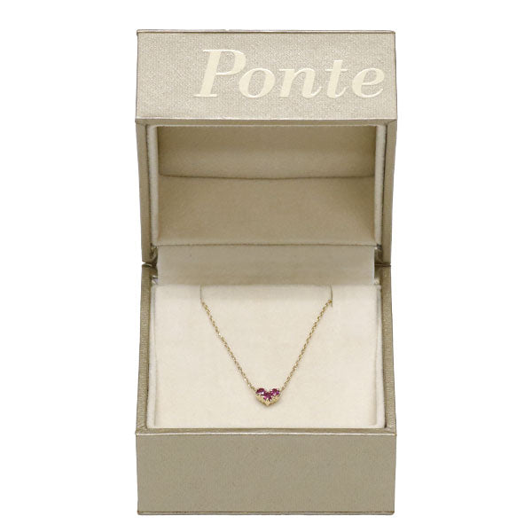 Ponte Vecchio K10YG Ruby Diamond Pendant Necklace 0.11ct D0.08ct Reversible Heart 