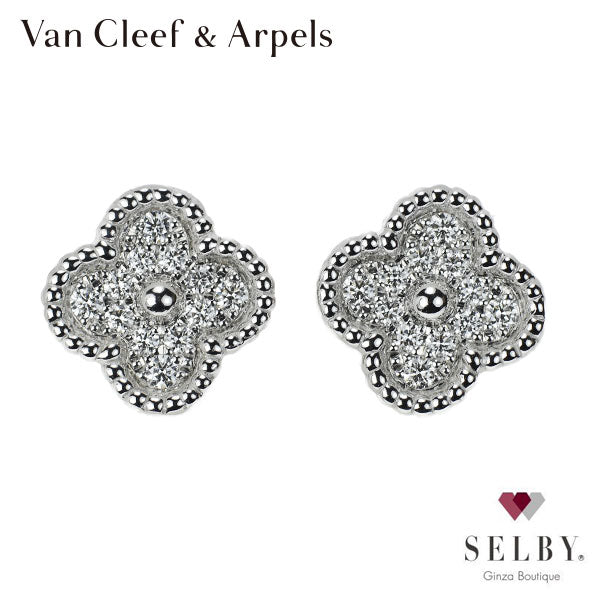 Van Cleef &amp; Arpels K18WG Diamond Earrings Sweet Alhambra 《Selby Ginza Store》 [S, Like New, Polished] [Used] 