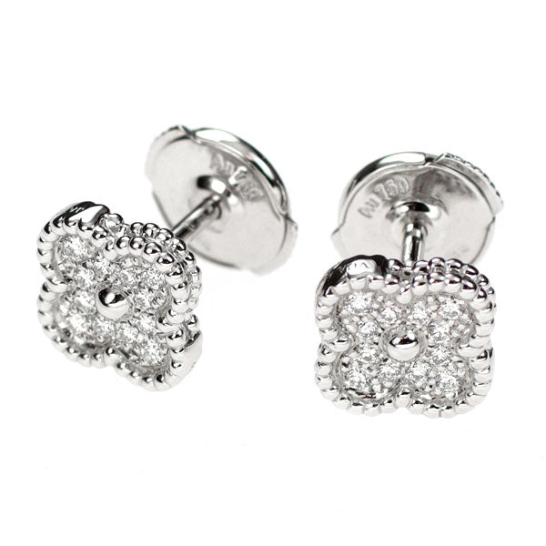 Van Cleef &amp; Arpels K18WG Diamond Earrings Sweet Alhambra 《Selby Ginza Store》 [S, Like New, Polished] [Used] 