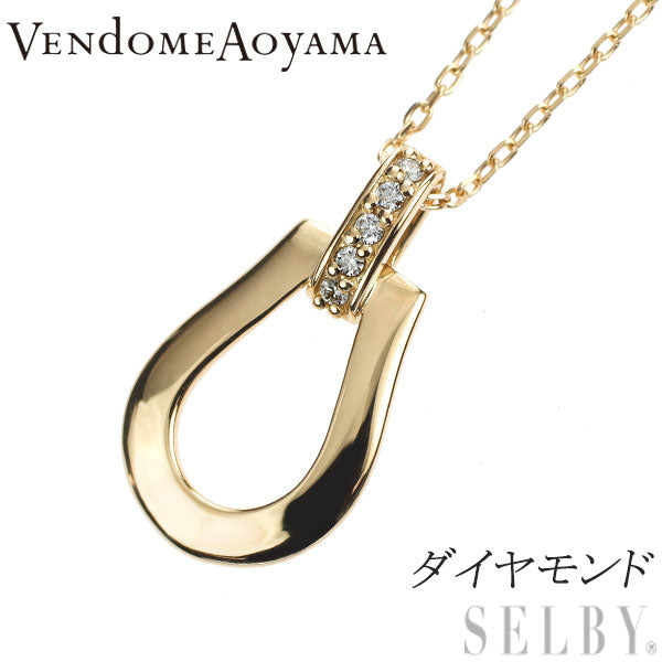 Vendome Aoyama K18YG Diamond Pendant Necklace Horseshoe 