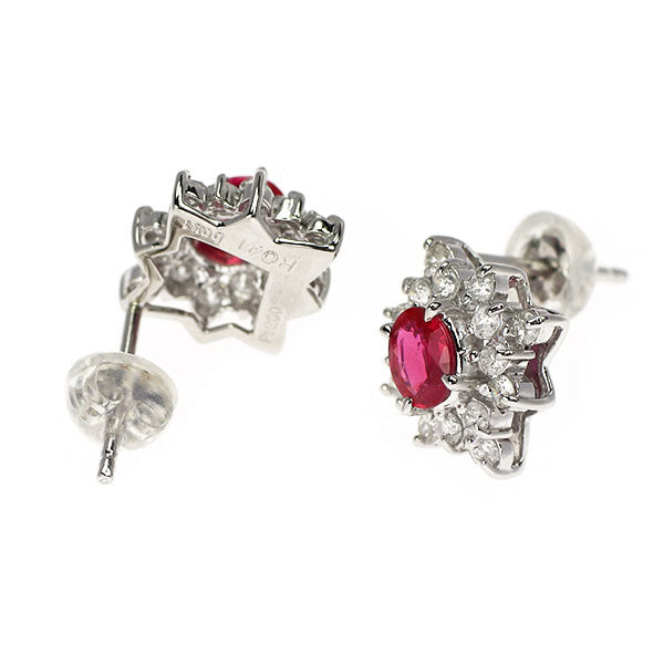 Pt900 Ruby Diamond Earrings 0.77ct D0.62ct 