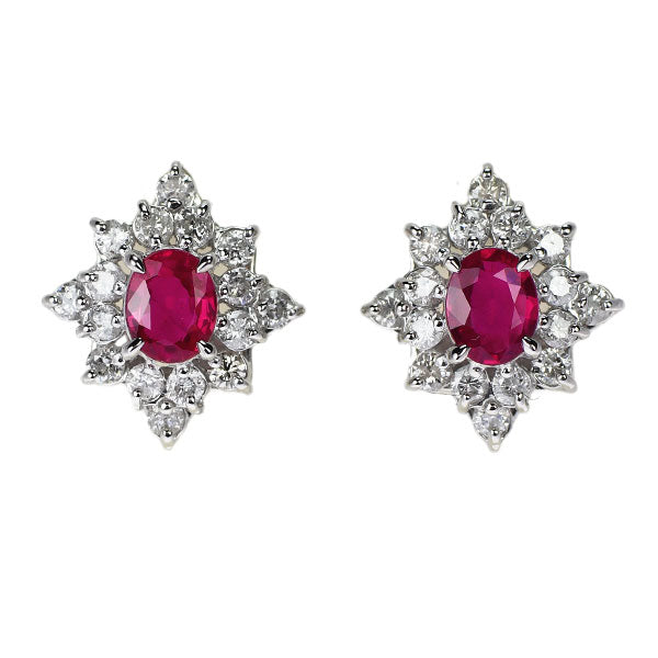 Pt900 Ruby Diamond Earrings 0.77ct D0.62ct 