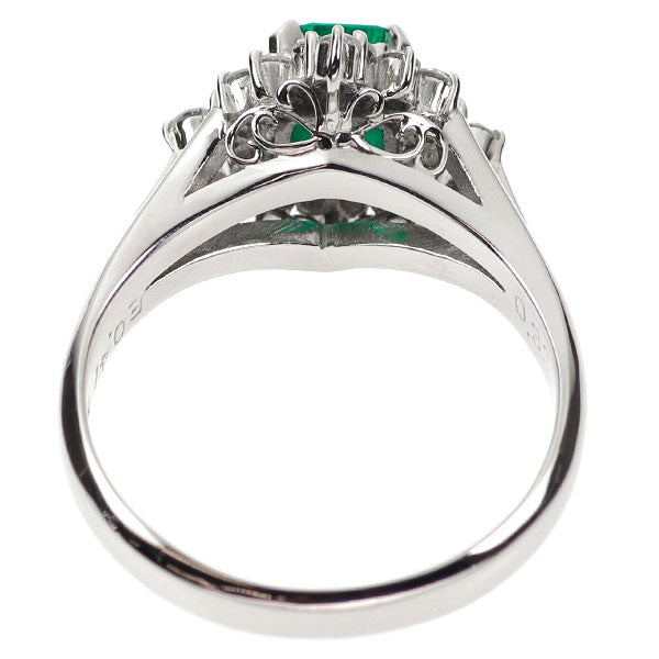 Pt900 Emerald Diamond Ring 0.47ct D0.33ct 