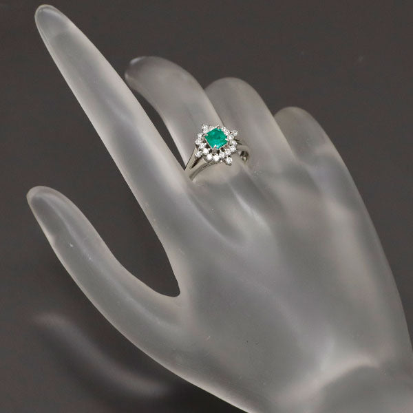 Pt900 Emerald Diamond Ring 0.47ct D0.33ct 