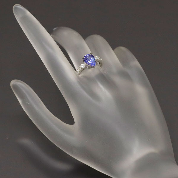 Pt900 Pear Shape Tanzanite Diamond Ring 2.02ct D0.25ct 