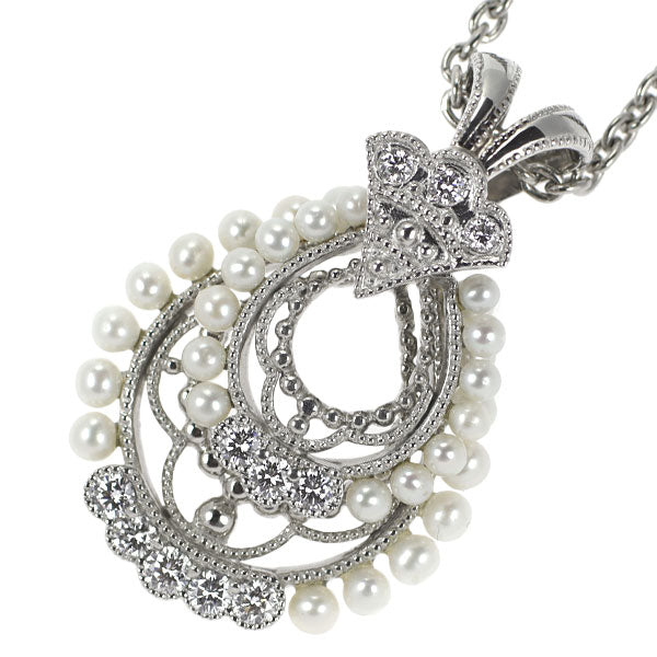 Heiwado Trading Pt950 Baby Pearl Diamond Pendant Necklace Diameter approx. 2.0mm D0.37ct 