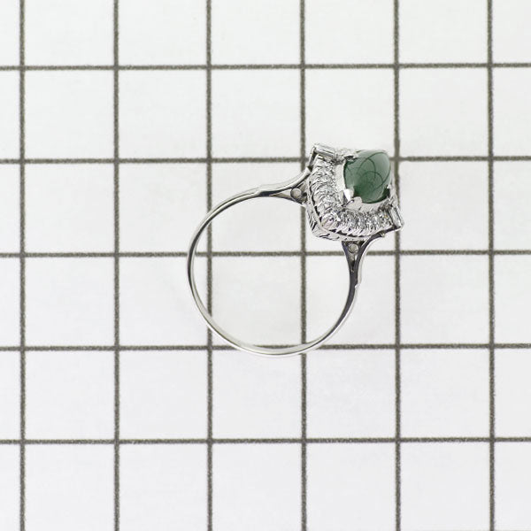 Pt800/Pt700 Jade Diamond Ring, Vintage, Showa Retro Style 