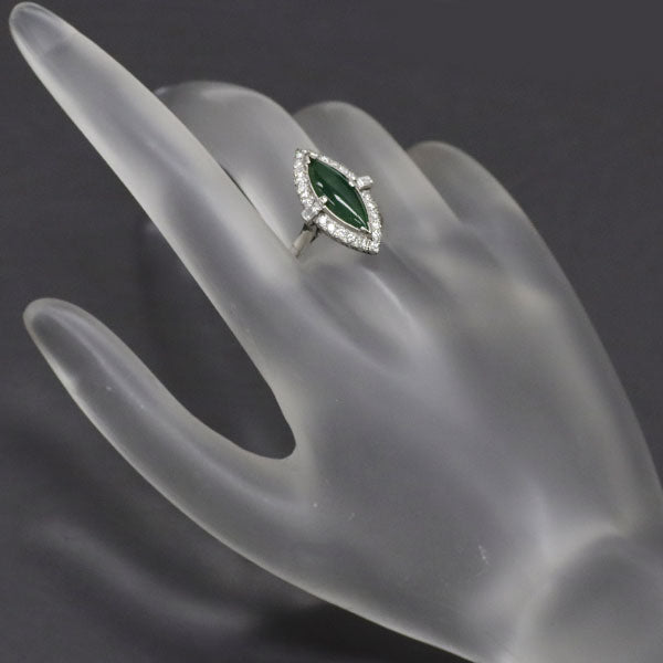 Pt800/Pt700 Jade Diamond Ring, Vintage, Showa Retro Style 