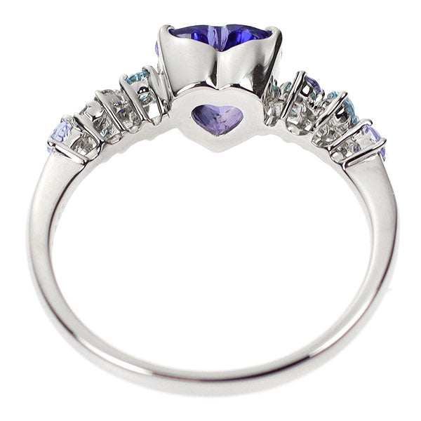 Pt900 Heart Shape Tanzanite Blue Topaz Diamond Ring 1.12ct BT0.16ct TZ0.11ct D0.03ct 