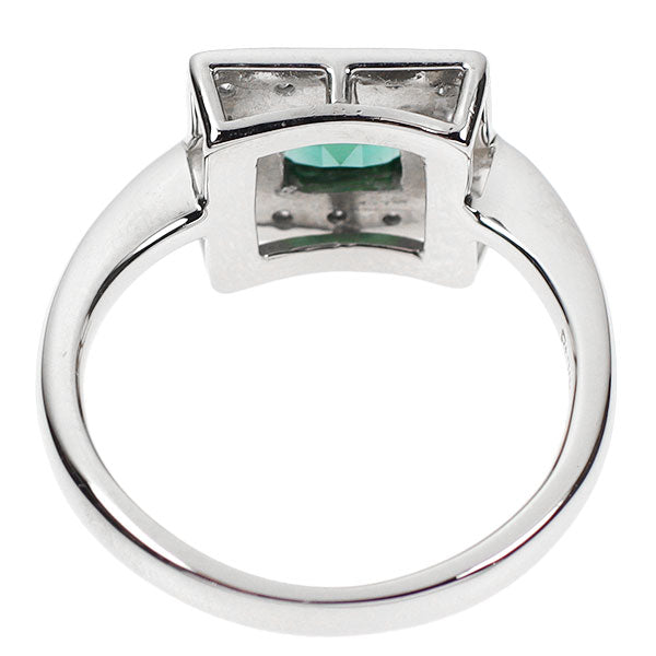 Pt900 Green Tourmaline Diamond Ring 0.68ct D0.16ct 