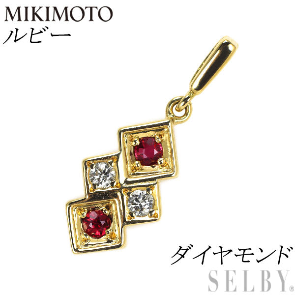 MIKIMOTO K18YG Ruby Diamond Pendant Top 