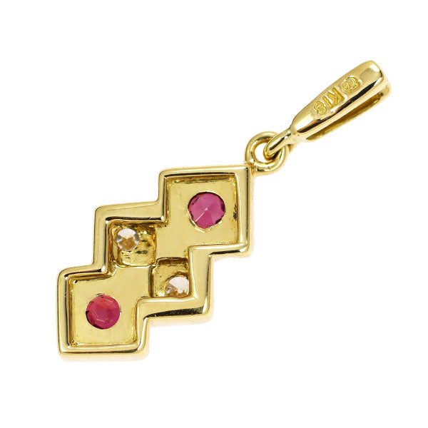 MIKIMOTO K18YG Ruby Diamond Pendant Top 