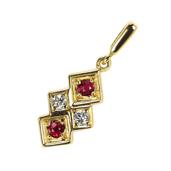 MIKIMOTO K18YG Ruby Diamond Pendant Top 