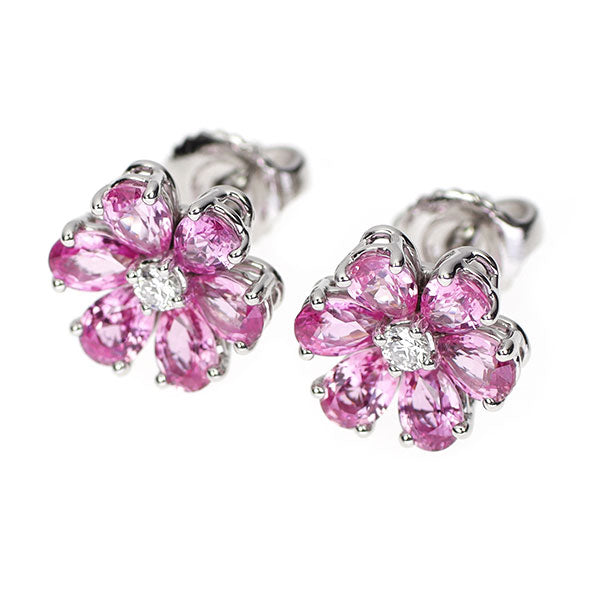 Harry Winston Pt950 Pink Sapphire Diamond Earrings "Forget Me Not" 《Selby Ginza Store》 