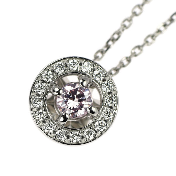 Pt Natural Pink Diamond Pendant Necklace 0.103ct LPP SI1 D0.05ct 