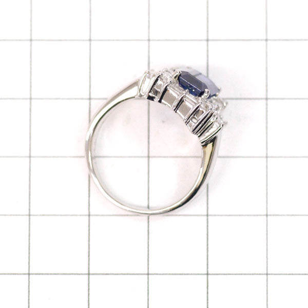 Pt900 エメラルドカット サファイア ダイヤモンド リング 3.01ct D1.45ct