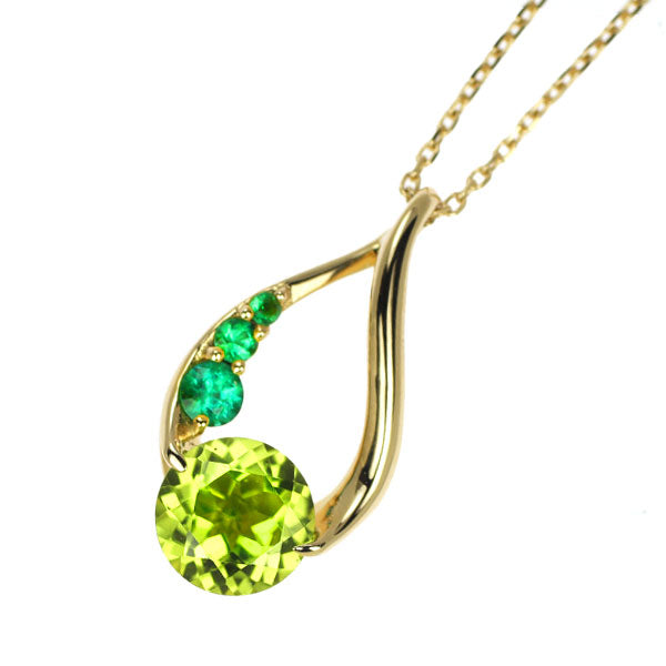 Star Jewelry K18YG Peridot Emerald Pendant Necklace 