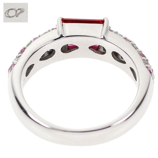 Cresamber K18WG Recrystallized Ruby Pink Sapphire Diamond Ring 1.08ct PS0.22ct D0.27ct 