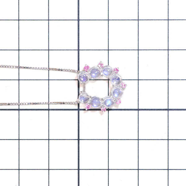 笠原真寿美 K18WG ムーンストーン ピンクサファイア ペンダントネックレス 1.85ct PS0.20ct 馬蹄