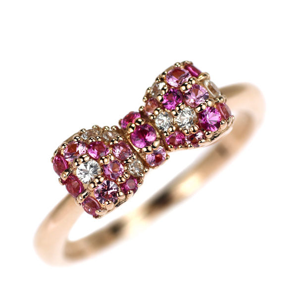 Ponte Vecchio K18PG Pink/White Sapphire Ring 0.47ct Ribbon Pavé 